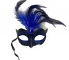 Maska venetian mask dark blue with dark blue stone and feather